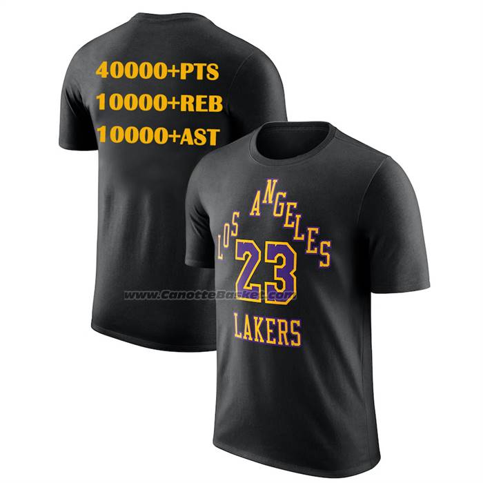 Maglia Manica Corta Los Angeles Lakers James No 23 Commemorative Nero1